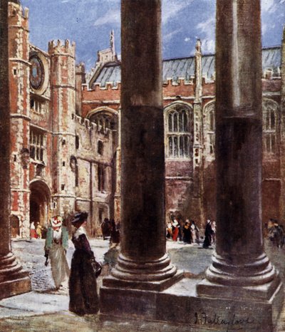 Clock Court, Hampton Court Palace, Richmond upon Thames, Londres (litografia en color) de John Fulleylove