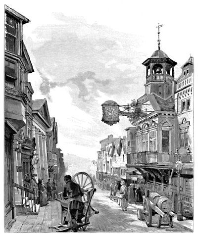 Guildford: High Street, con el Ayuntamiento, 1886 de John Fulleylove