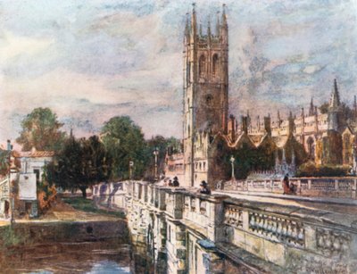 Torre y puente Magdalen (litografía en color) de John Fulleylove
