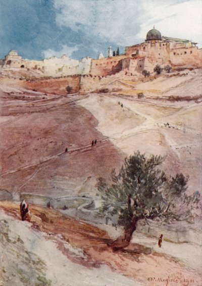 Muro sur de Jerusalén, desde el extremo norte del pueblo de Siloé de John Fulleylove