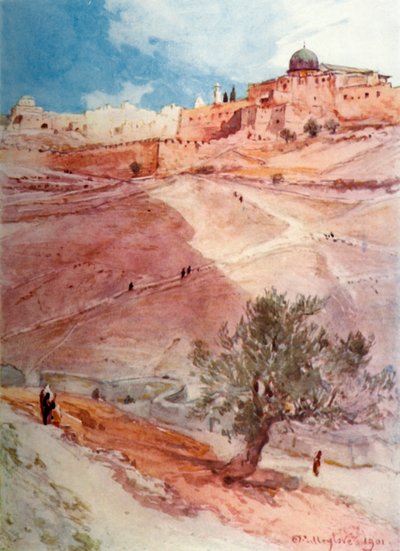Muro sur de Jerusalén desde el extremo norte del pueblo de Siloé, 1902 de John Fulleylove