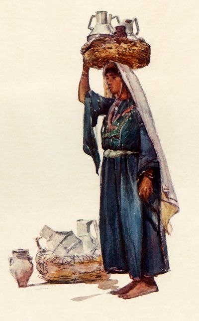 Campesino sirio con recipientes de leche de John Fulleylove