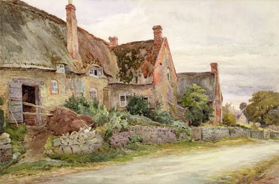 Cabaña de paja con granero adyacente de John Fulleylove