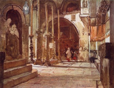 La Piedra de la Unción, desde el Ambulatorio de la Iglesia de los Cruzados de John Fulleylove