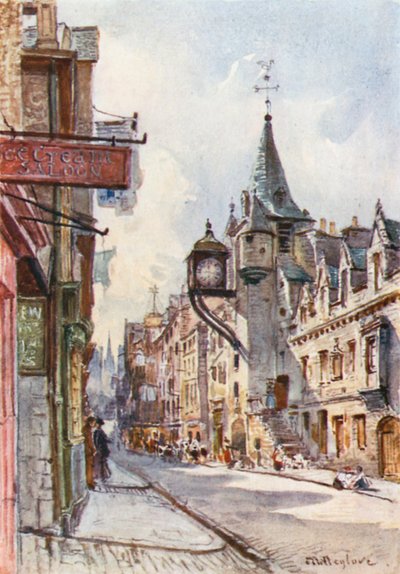 El Canongate Tolbooth, mirando al oeste de John Fulleylove