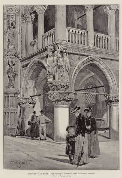 El Palacio Ducal, Venecia, Escultura Decorativa en Ángulo, El Juicio de Salomón de John Fulleylove