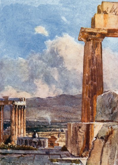 El pórtico oriental del Erecteón visto desde el peristilo norte del Partenón de John Fulleylove