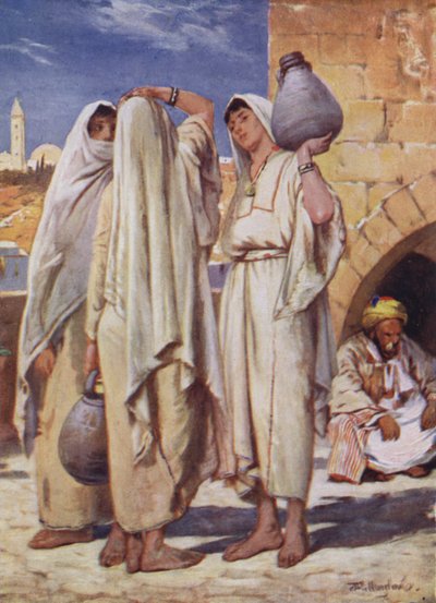 La Tierra Santa: Mujeres sirias en un pozo (litografía a color) de John Fulleylove