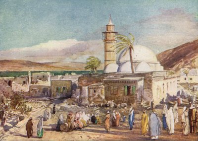 La mezquita en Tiberíades y el Lago de Galilea de John Fulleylove