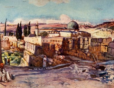 La Mezquita de El Aksa desde el interior del muro sur de Jerusalén, 1902 de John Fulleylove