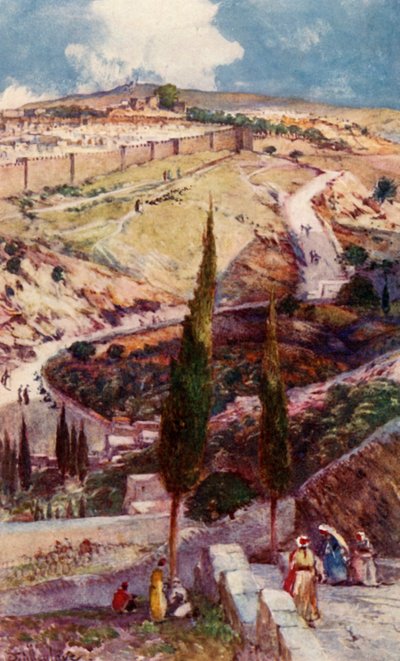 El extremo noreste de Jerusalén y Mizpah desde el Monte de los Olivos, 1902 de John Fulleylove