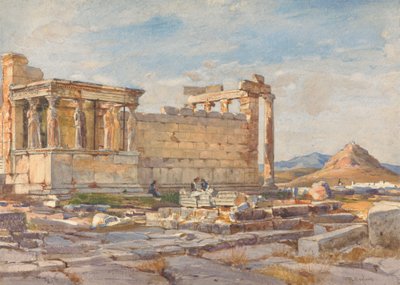 El lado sur del Erecteum, con los cimientos del antiguo templo de Atenea Polias de John Fulleylove
