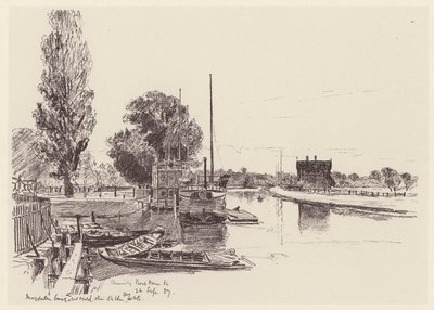 La casa-barco de la Universidad (litografía) de John Fulleylove