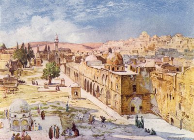 El Lado Oeste del Área del Templo, desde los Barracones cerca del Sitio de la Torre de Antonia de John Fulleylove