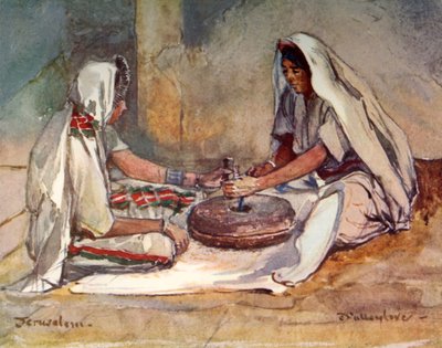 Dos Mujeres Moliendo en un Molino de Mano de John Fulleylove