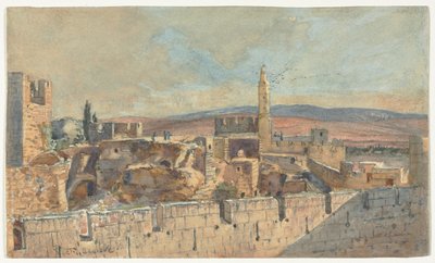 Vista de la Ciudad Vieja de Jerusalén, segunda mitad de 1800 de John Fullylove