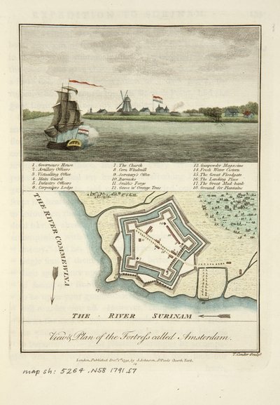 Vistas y plano de la fortaleza llamada Amsterdam de John Gabriel Stedman