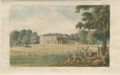 Trentham Hall: litografía coloreada, nd [c 1824] de John Gendall