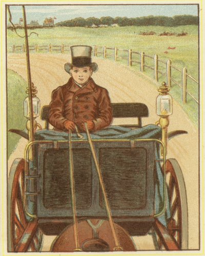 Niño conduciendo un caballo y un carro (litografía en color) de John George (after) Sowerby