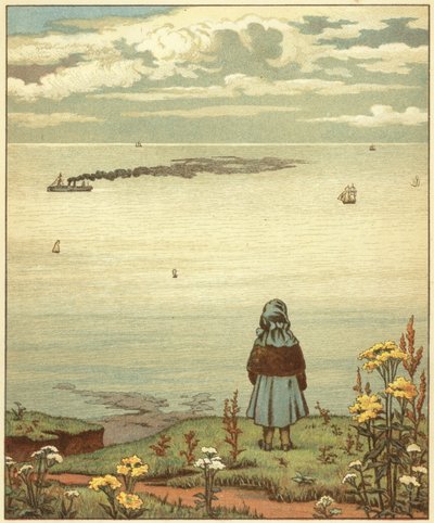 Chica mirando al mar (litografía en color) de John George (after) Sowerby