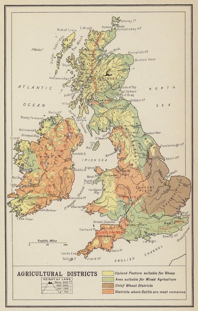 Islas Británicas, Economía, Distritos agrícolas (litografía) de John George Bartholomew