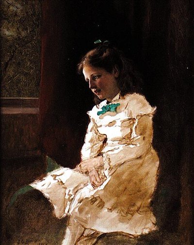 Una joven junto a la ventana de John George Brown