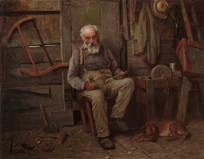 Constructor de barcos, c.1904 (óleo sobre lienzo) de John George Brown