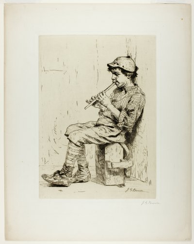 Niño Tocando una Flauta de John George Brown