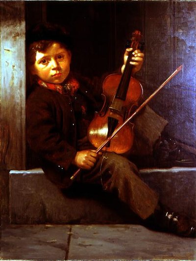 El niño violinista de John George Brown