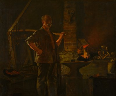 El herrero del pueblo, c.1900 de John George Brown