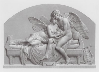 Cupido y Psique (grabado) de John Gibson
