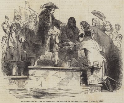 Aniversario del desembarco del Príncipe de Orange en Torbay, 5 de noviembre de 1688 de John Gilbert