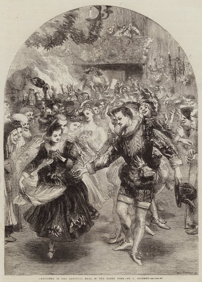 Navidad en el Salón Baronial en los Tiempos Antiguos de John Gilbert
