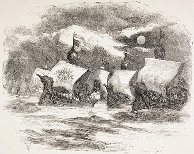 La flota del rey Enrique zarpa hacia Francia, 1890 de John Gilbert