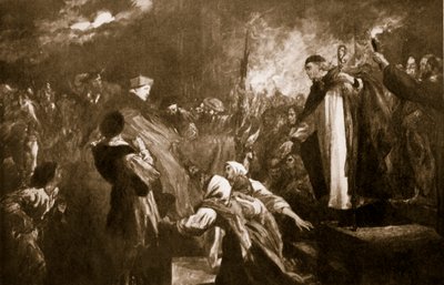 La llegada del Cardenal Wolsey a la Abadía de Leicester, 1530, ilustración de 