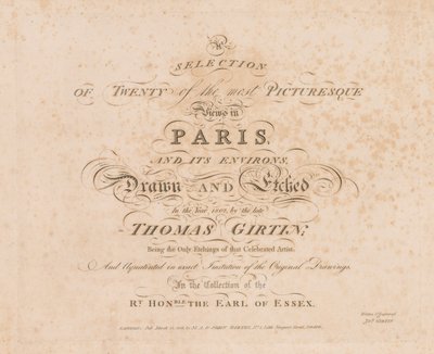 Una selección de veinte de las vistas más pintorescas de París y sus alrededores: página de título de John Girtin