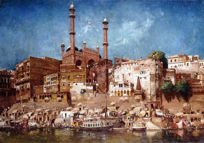 Vista de los Ghats con la Mezquita de Aurangzeb, Benarés de John Gleich
