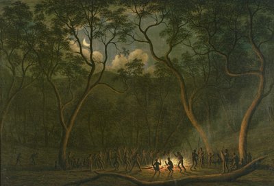 Corroboree aborigen en la Tierra de Van Diemen de John Glover