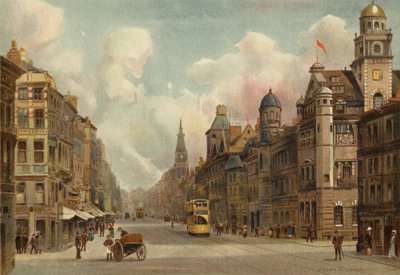 Liverpool: Dale Street, mirando al este (litografia en color) de John Glynn