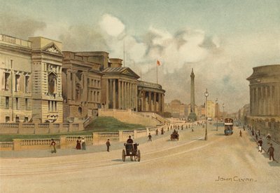 Liverpool: William Brown Street, Technical School, Museum and Free Library (litografia en color) de John Glynn