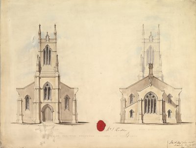 Diseño para la Iglesia Propuesta en Middlesborough, 1837 de John Greenwood