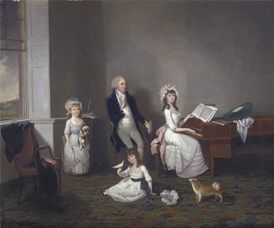 John Richard Comyns de Hylands Essex, con sus hijas, 1775 de John Greenwood