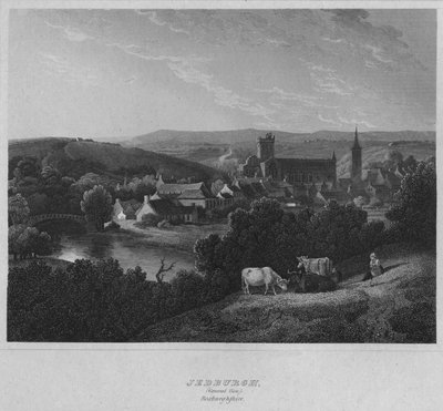 Jedburgh, Vista General. Roxburghshire, 1814 de John Greig