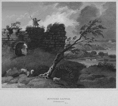 Castillo de Mitford, Northumberland, 1814 de John Greig