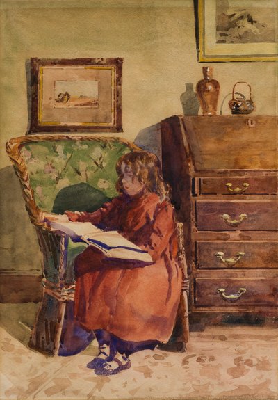 Niña sentada leyendo de John Guttridge Sykes