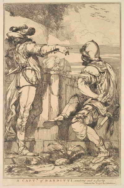 Un capitán de bandoleros enviando una partida de Quince grabados dedicados a..., 8 de diciembre de 1778 de John Hamilton Mortimer