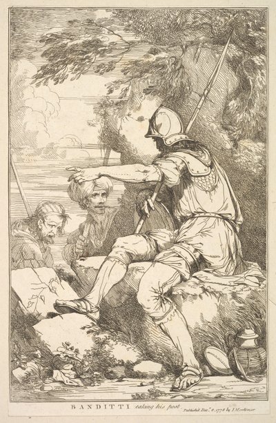 Banditti tomando su puesto de Quince Aguafuertes dedicados a Sir Joshua Reynol..., 8 de diciembre de 1778 de John Hamilton Mortimer