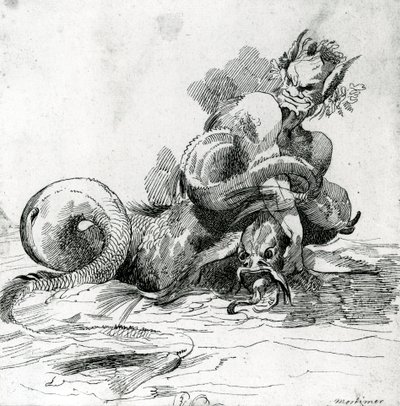Ilustración de un monstruo marino, siglo XVIII de John Hamilton Mortimer