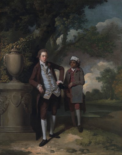 Retrato de un hombre y un asistente llevando una cartera de John Hamilton Mortimer