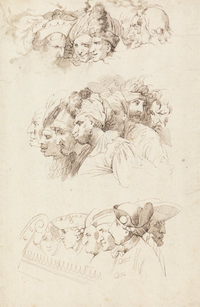 Estudios de grupos de cabezas de John Hamilton Mortimer